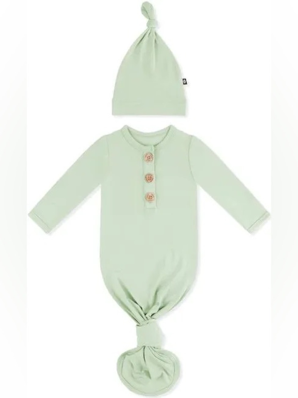 Kyte Baby Knotted Gown & Hat Set - sage green